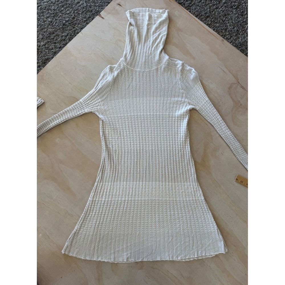 Free People Cream Ribbed Turtleneck Mini Dress XS Soft Girl Cozy Chic coquette - Picture 8 of 8